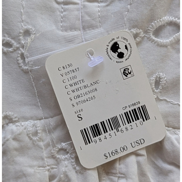 Free People Primavera Eyelet Tie Midi Dress White Cottagecore Boho Sz S NWT - Picture 8 of 16